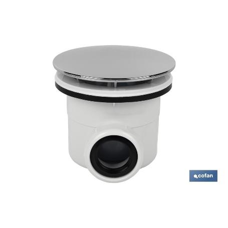 VÁLVULA SIFÓNICA PLATO DE DUCHA Ø90 CON SALIDA Ø32-40 Y EMBELLECEDOR CROMADO