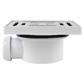 VÁLVULA SIFÓNICA SUMIDERO 146X146 MM CON SALIDA Ø32-40 Y TAPA ACERO INOX.