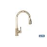 GRIFO DE COCINA DORADO DE ACERO CEPILLADO CON MANGUERA EXTENSIBLE Y 3 FUNCIONES 400 X 220 X 54 MM