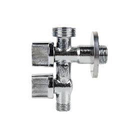 VÁLVULA DE ESCUADRA 1/2 X 3/4 X 3/8 DOBLE SALIDA