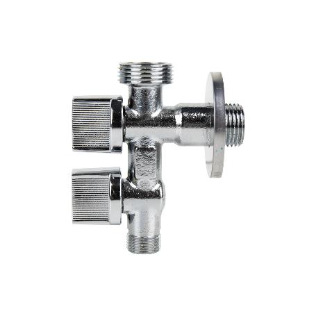 VÁLVULA DE ESCUADRA 1/2 X 3/4 X 3/8 DOBLE SALIDA