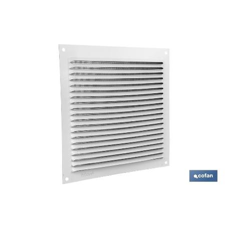 REJILLA DE VENTILACIÓN ALUMINIO BLANCO CON MOSQUITERA 17 X 17 CM VENTA UNITARIA
