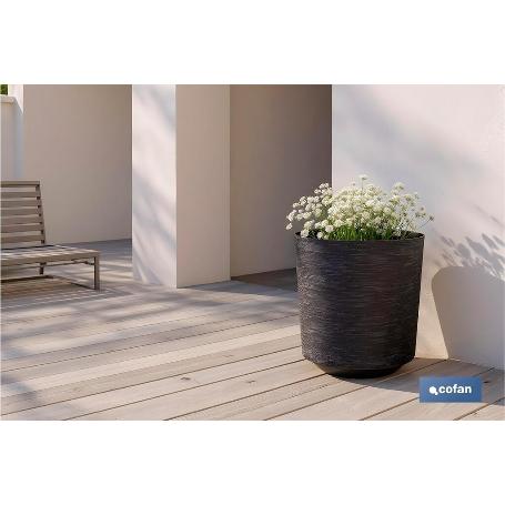 MACETA O MACETERO GAMA TEXTIL COLOR NEGRO PP Ø 285 X 316 MM 16 L   CAJA 4 UNID.