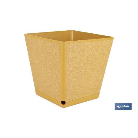 MACETA O MACETERO GAMA TEXTIL CUADRADA COLOR MOSTAZA PP 298 X 298 X 300 MM 18 L VENTA UNITARIA