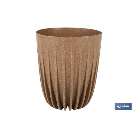 MACETA CON FILTRO DE DRENAJE A RAYAS COLOR MARRÓN WPC Ø 145 X 172 MM 1,5 L VENTA UNITARIA