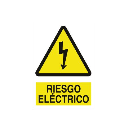 SEÑAL ADHESIVA 210X148 MM. RIESGO ELÉCTRICO. EL DISEÑO DE LA SEÑAL PUEDE VARIAR, PERO EN NINGÚN CASO SE VARIARÁ EL 