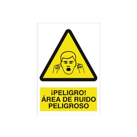 SEÑAL POLIESTIRENO 420X297MM. ¡PELIGRO! ÁREA DE RUIDO PELIGROSO