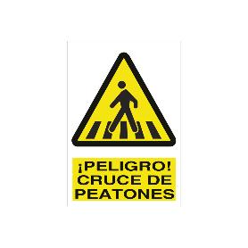 SEÑAL POLIESTIRENO 420X297MM. PELIGRO CRUCE DE PEATONES