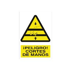 SEÑAL POLIESTIRENO 297X210MM. ¡PELIGRO! CORTES DE MANOS
