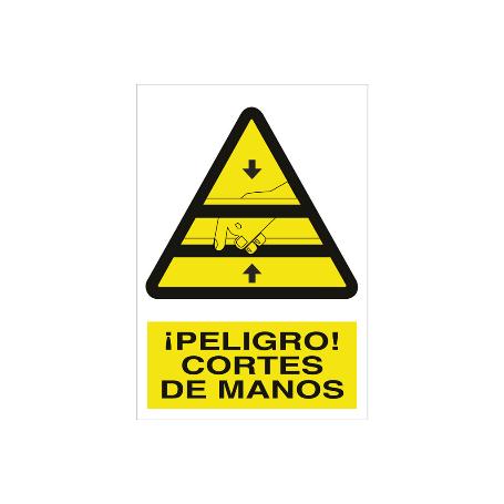 SEÑAL POLIESTIRENO 297X210MM. ¡PELIGRO! CORTES DE MANOS
