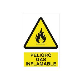 SEÑAL POLIESTIRENO 297X210 MM. PELIGRO GAS INFLAMABLE