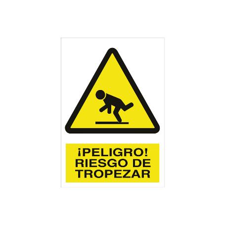 SEÑAL POLIESTIRENO 297X210MM. ¡PELIGRO! RIESGO DE TROPEZAR