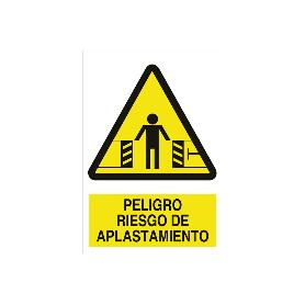 SEÑAL ADHESIVA 148 X105 MM RIESGO DE APLASTAMIENTO. EL DISEÑO DE LA SEÑAL PUEDE VARIAR, PERO EN NINGÚN CASO SE VARI