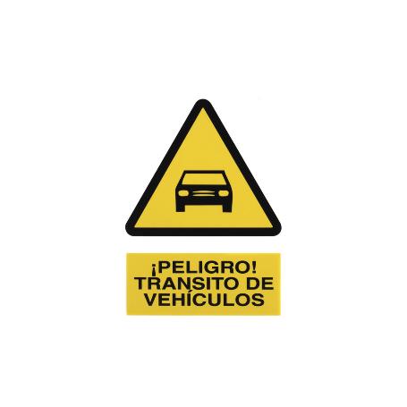 SEÑAL POLIESTIRENO 420X297 MM. PELIGRO TRÁNSITO DE VEHÍCULOS