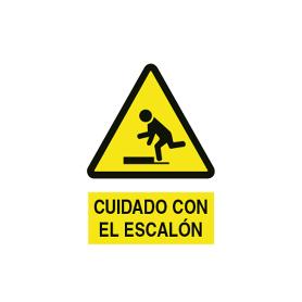 SEÑAL POLIESTIRENO 420X297 MM. CUIDADO ESCALÓN