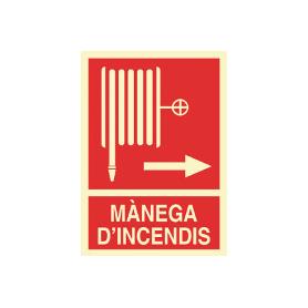 SEÑAL LUMINISCENTE 297X210MM. MÀNEGA DINCENDIS DRETA
