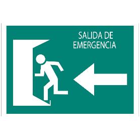 SEÑAL LUMINISCENTE 420X297MM. SALIDA EMERGENCIA IZQUIERDA TEXTO