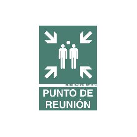 SEÑAL LUMINISCENTE 210X148MM. PUNTO DE REUNIÓN PICTOGRAMA + TEXTO