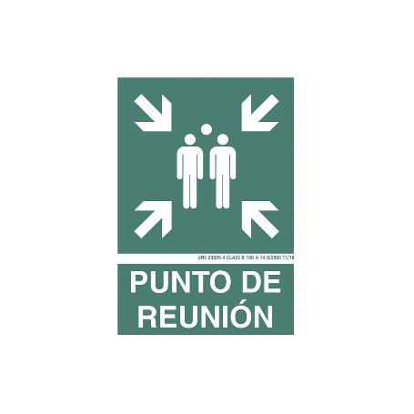 SEÑAL LUMINISCENTE 210X148MM. PUNTO DE REUNIÓN PICTOGRAMA + TEXTO
