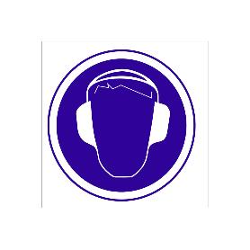 SEÑAL ADHESIVA 105X105MM. OBLIGATORIO CASCOS AUDITIVOS