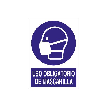 SEÑAL ADHESIVA 148X105MM. USO OBLIGATORIO DE MASCARILLA