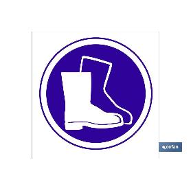SEÑAL ADHESIVA 105X105MM. OBLIGATORIO CALZADO SEGURIDAD