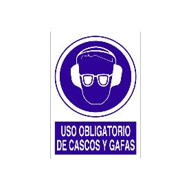 SEÑAL POLIESTIRENO  210X148MM. USO OBLIGATORIO DE CASCOS Y GAFAS
