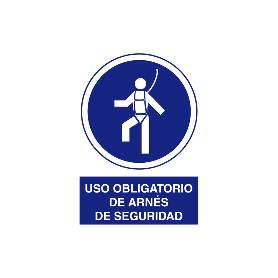 SEÑAL POLIESTIRENO  297X210MM SEÑAL USO OBLIGATORIO DE ARNÉS DE SEGURIDAD CON TEXTO