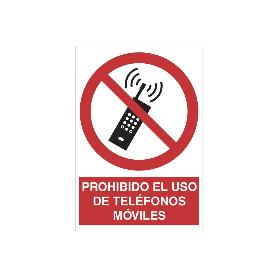 SEÑAL POLIESTIRENO 420X297MM. PROHIBIDO EL USO DE TELÉFONOS MÓVILES