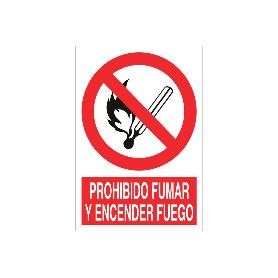 SEÑAL POLIESTIRENO 420X297MM. PROHIBIDO FUMAR Y ENCENDER FUEGO