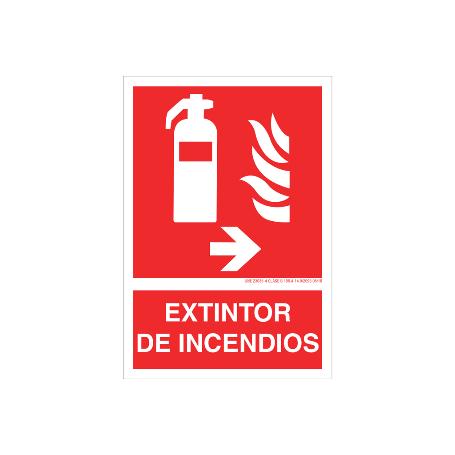 SEÑAL LUMINISCENTE 420X297MM. EXTINTOR DE INCENDIOS PICTOGRAMA + TEXTO