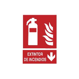 SEÑAL LUMINISCENTE 210X148MM. EXTINTOR DE INCENDIOS PICTOGRAMA + TEXTO
