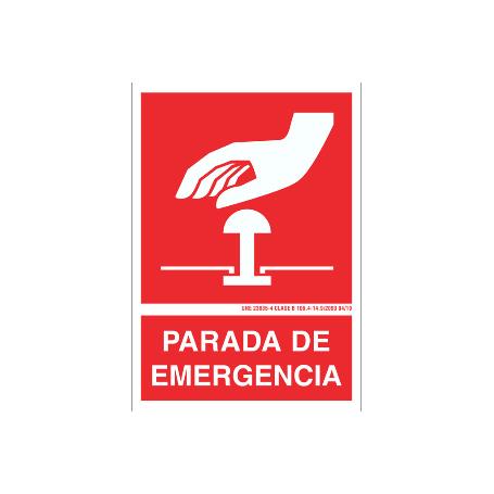 SEÑAL LUMINISCENTE 297X210MM. PARADA DE EMERGENCIA PICTOGRAMA + TEXTO