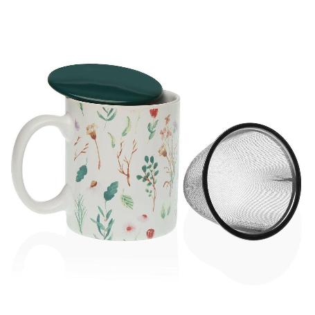 MUG TAZA PORCELANA + TAPA + FILTRO 35 CL SANSA