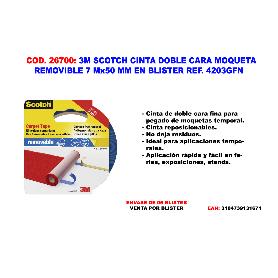 3M SCOTCH CINTA DOBLE CARA ALFOMBRAS REMOVIBL 7MX50MM 7100175311