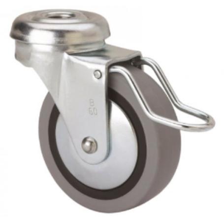 RUEDA GOMA CON AGUJERO 30 MM. CON FRENO 17281