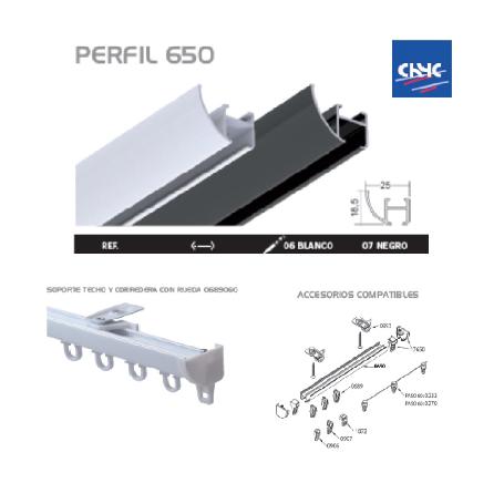 RIEL ALUMINIO P-650 2.00 MTS NEGRO