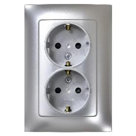 SIMON 10 DOBLE BASE ENCHUFE TT ALUMINIO