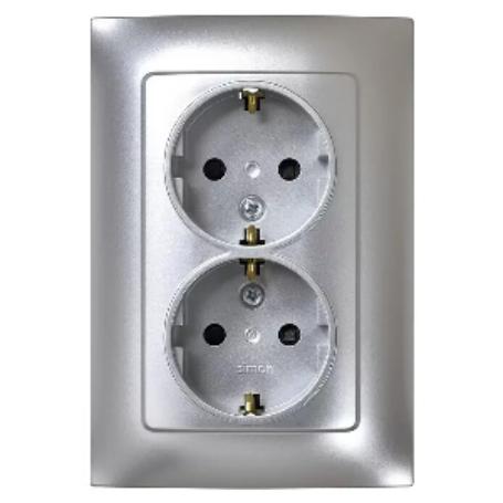 SIMON 10 DOBLE BASE ENCHUFE TT ALUMINIO