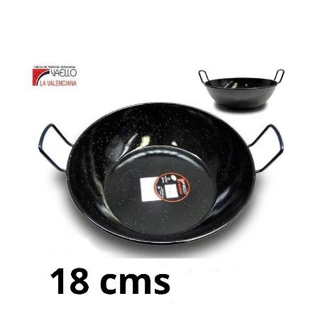 18 CMS SARTEN HONDA ESMALTADA NEGRA CON 2 ASAS,PEROL PARA MIGAS
