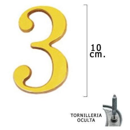Numero de laton 100mm. 3 blister