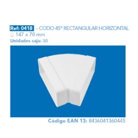 CODO RECTANG.HORIZ.45º 147X70 MM