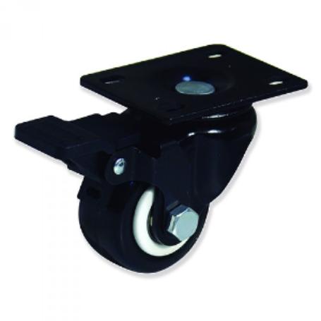 RUEDA POLIU.NEGRA C/PLACA 50MM C/FRENO 32-012-FS