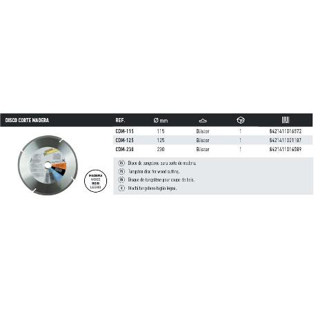 DISCO CORTE MADERA 230 MM