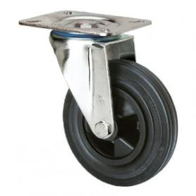 RUEDA GOMA NEGRA CON PLACA 100 MM. SIN FRENO 75490