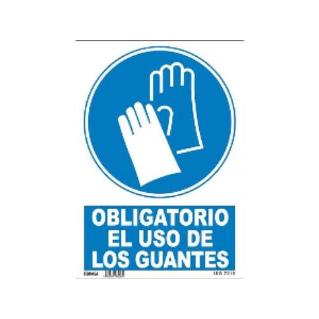 CARTEL VINILO ADH.USO GUANTES 17X12