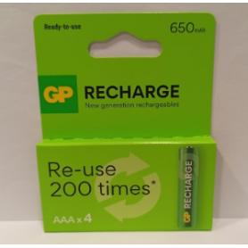 PILA GP AAA(LR03) RECARGABLE 4 UDS 650 MAH