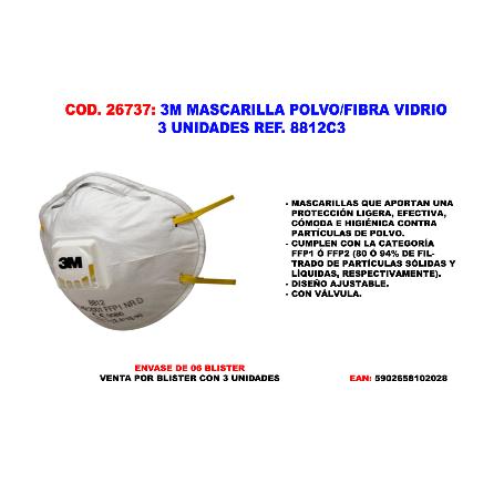 3M MASCARILLA PARTICULAS CON VALVULA FFP1 8812-3 7100329377
