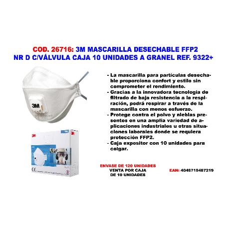 3M MASCARILLA PARTICULAS CON VALVULA FFP2 9322-10 7100140882