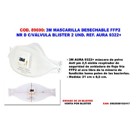 3M MASCARILLA PARTICULAS CON VALVULA FFP2 9322-2 7100329286